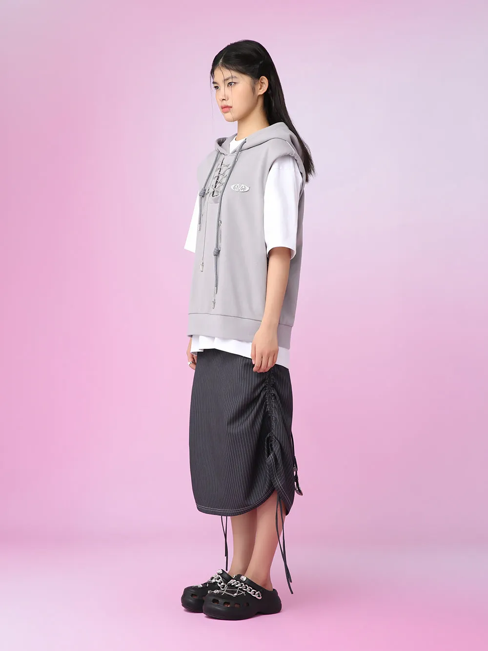 MUKZIN Casual Gray Hat Simple Sleeveless Hoodie sold by Muzkin product image thumbnail 5