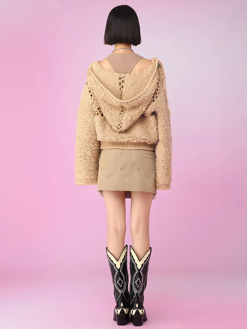 MUKZIN Hollow Design Khaki Popular All-match Cardigan sold by Muzkin product image thumbnail 5