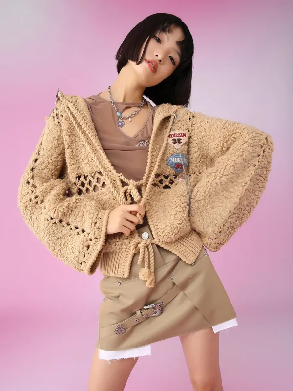 MUKZIN Hollow Design Khaki Popular All-match Cardigan sold by Muzkin