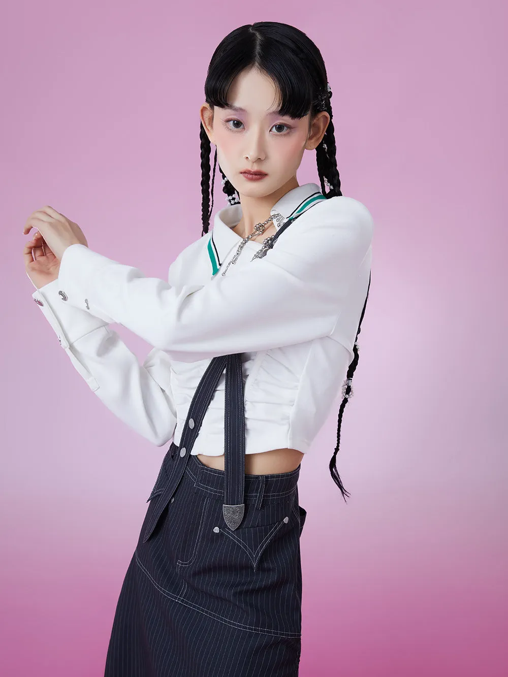 MUKZIN Slim White POLO Collar School Style T-shirts sold by Muzkin product image thumbnail 2