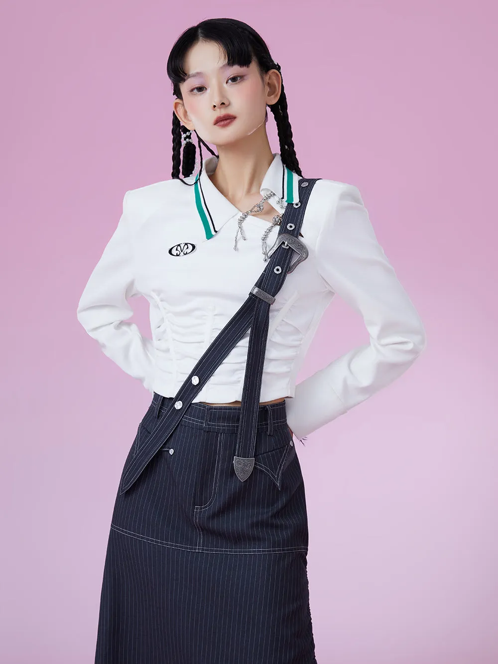 MUKZIN Slim White POLO Collar School Style T-shirts sold by Muzkin