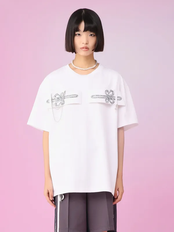 MUKZIN Simple Chains Loose Fit White T-shirts sold by Muzkin