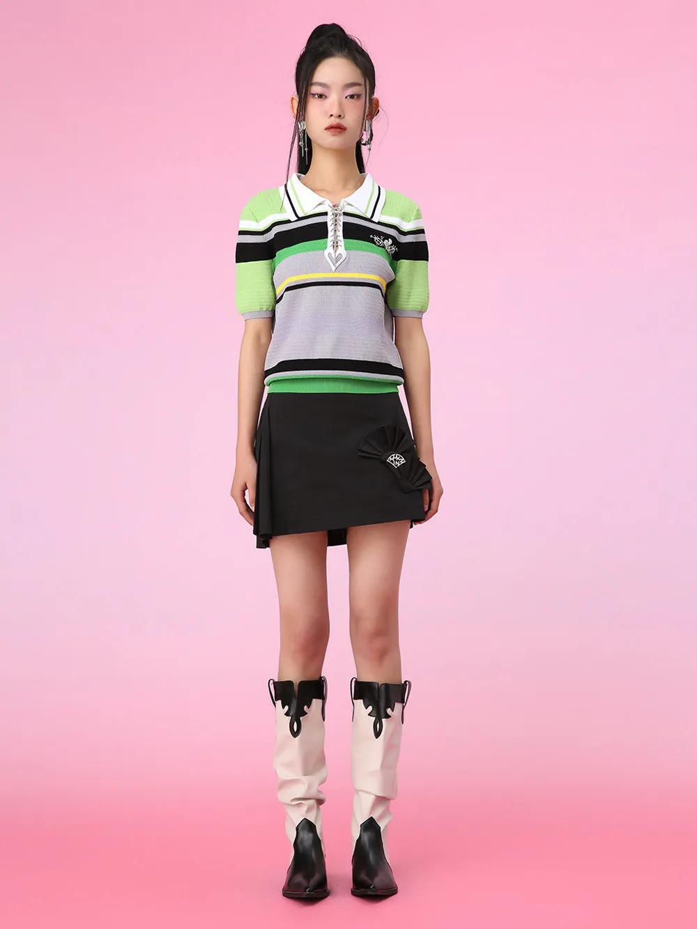 MUKZIN Stripe Fresh Polo Neck Unique Knittled T-shirts Knitwear sold by Muzkin product image thumbnail 5