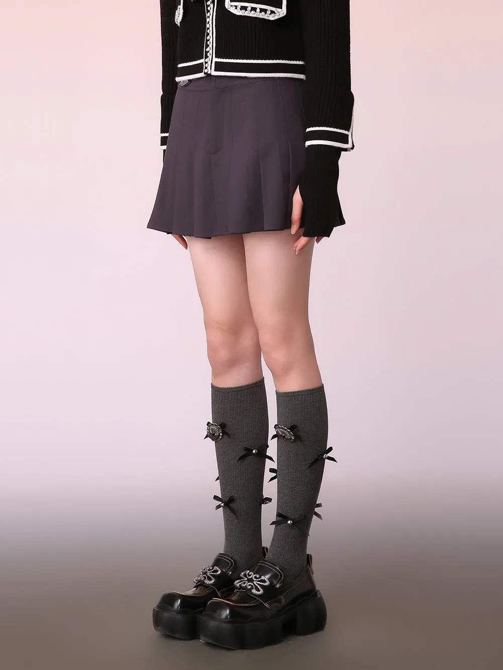 MUKZIN Gray Short Sweet A-line Pleated Skirt sold by Muzkin product image thumbnail 5