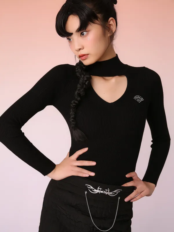 MUKZIN Black Hollow Design Trendy Knit Sweater sold by Muzkin