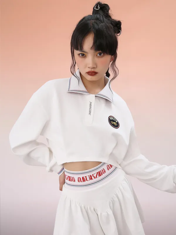 MUKZIN Loose-fit Long-sleeve Crop Tops sold by Muzkin