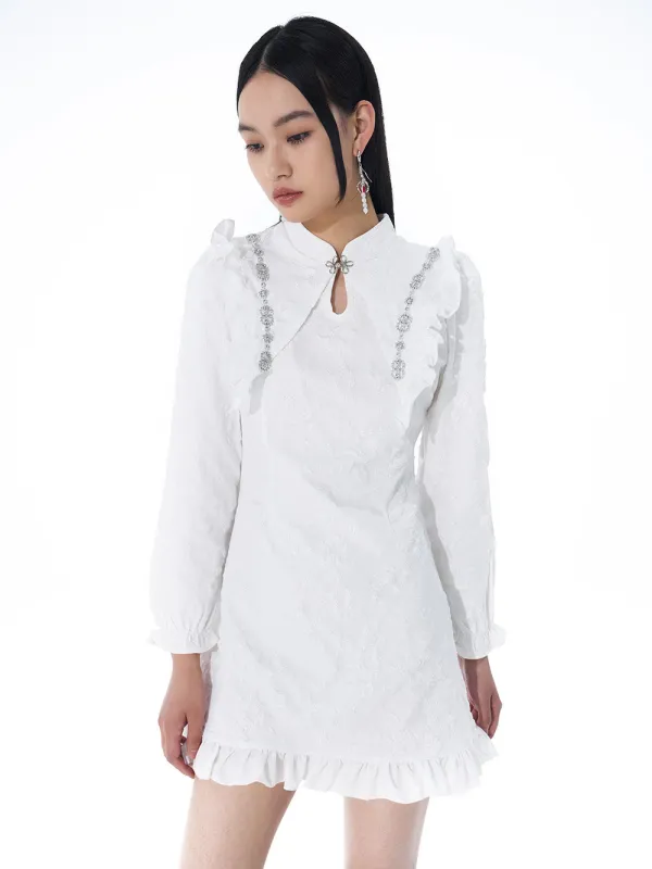 MUKTANK White French Puff Sleeve Dress sold by Muzkin