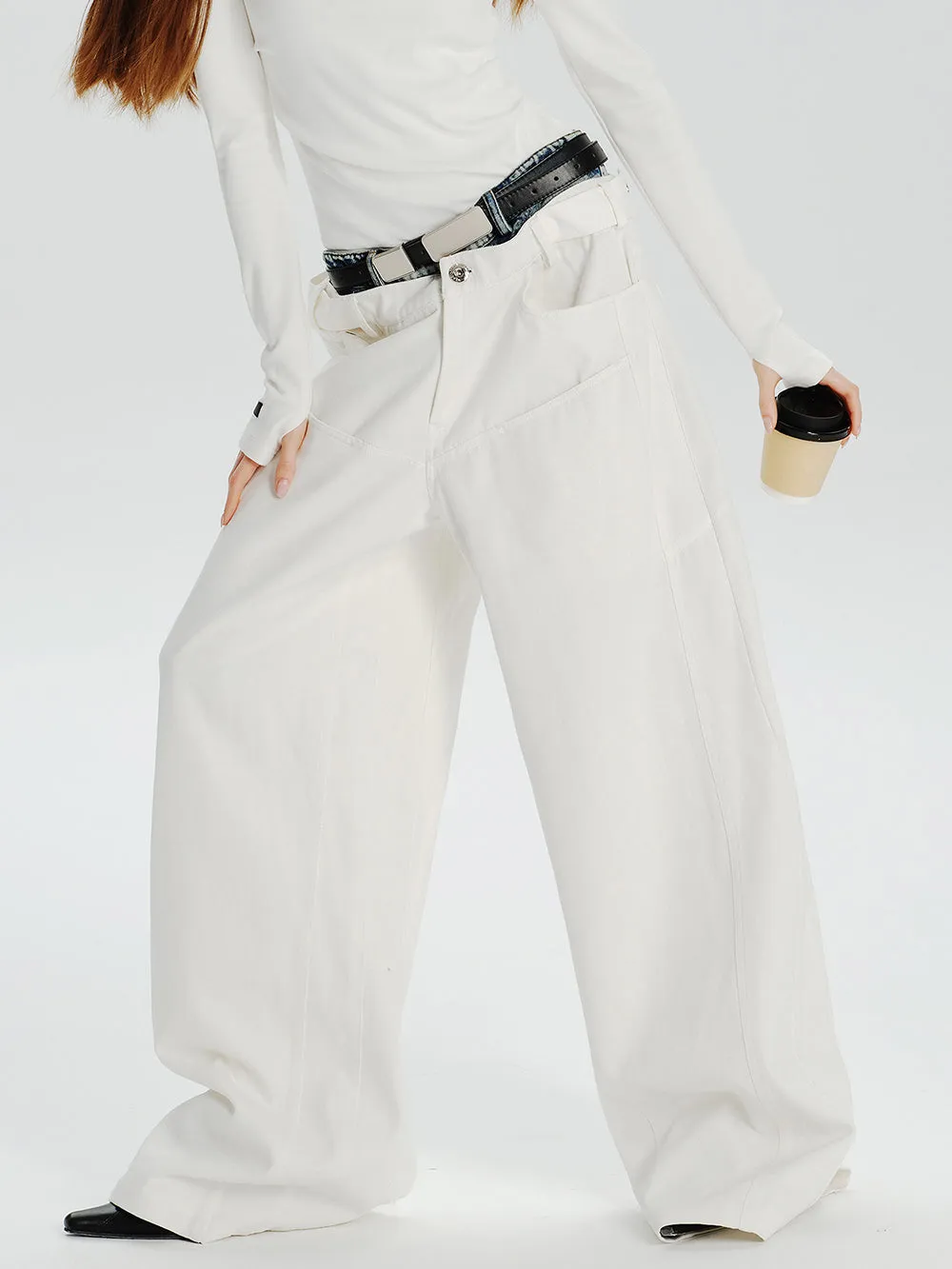 MUKTANK×MODULER Waist-Paneled Heavy-Duty Oversized Jeans sold by Muzkin product image thumbnail 3