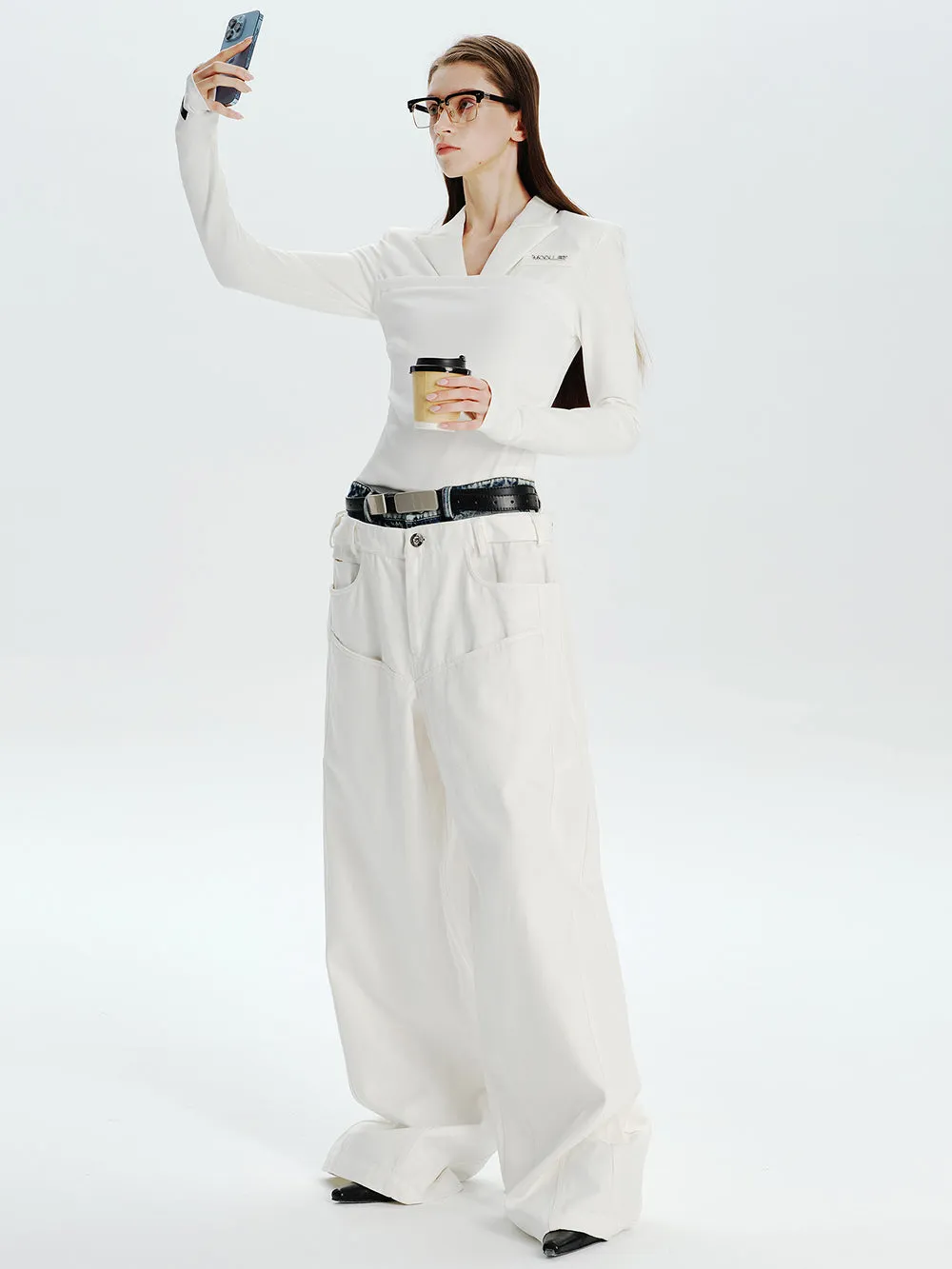 MUKTANK×MODULER Waist-Paneled Heavy-Duty Oversized Jeans sold by Muzkin product image thumbnail 4