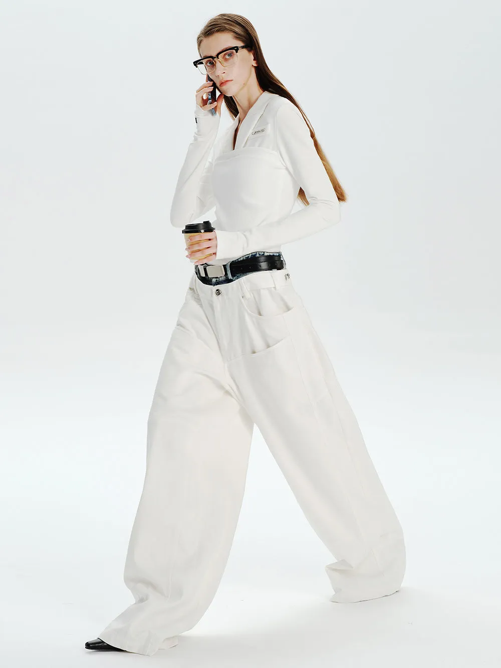 MUKTANK×MODULER Waist-Paneled Heavy-Duty Oversized Jeans sold by Muzkin product image thumbnail 5