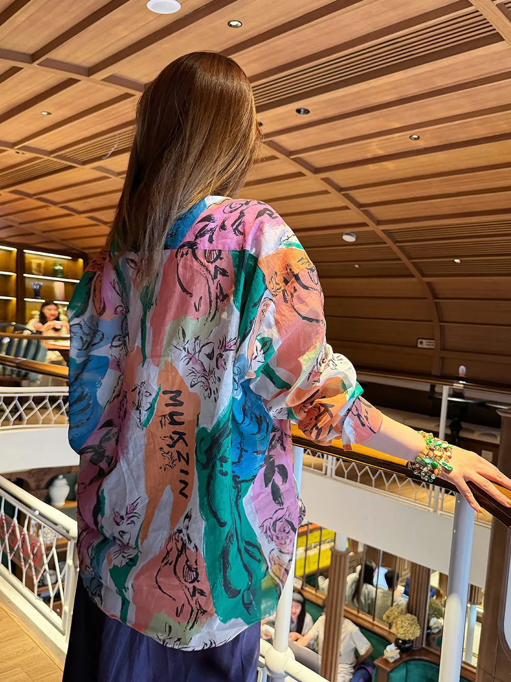 MUKZIN“Capsule Collection”Ink Wash Blue-Green Chiffon Shirt sold by Muzkin product image thumbnail 4