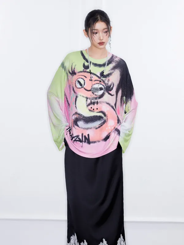 MUKZIN  Spring Prelude"Good Luck with the Snake" Floral Silhouette Long-sleeved Knitted Sweater sold by Muzkin
