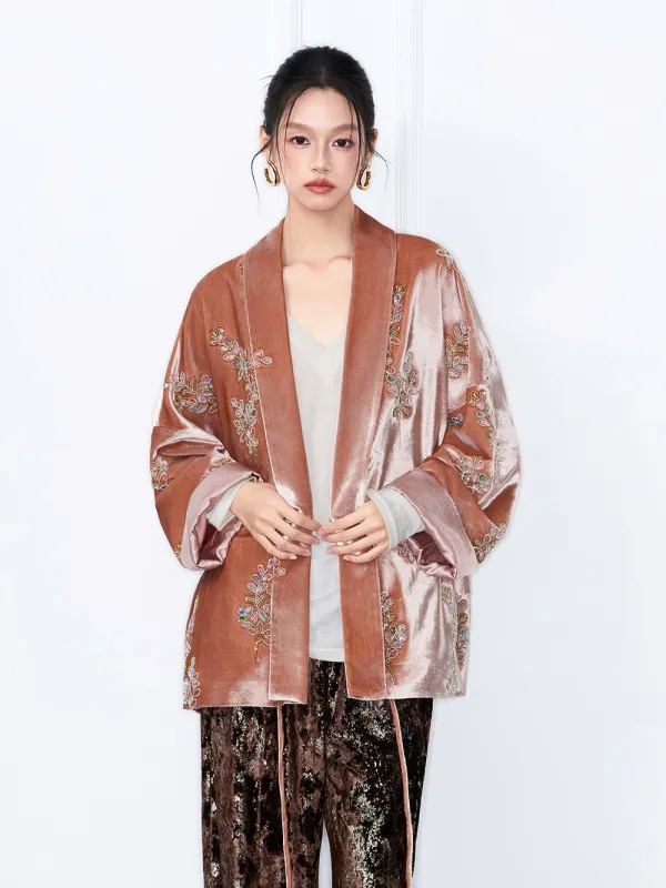 MUKZIN“Capsule Collection”Light Luxury Beaded Velvet Loose Fit Coat sold by Muzkin