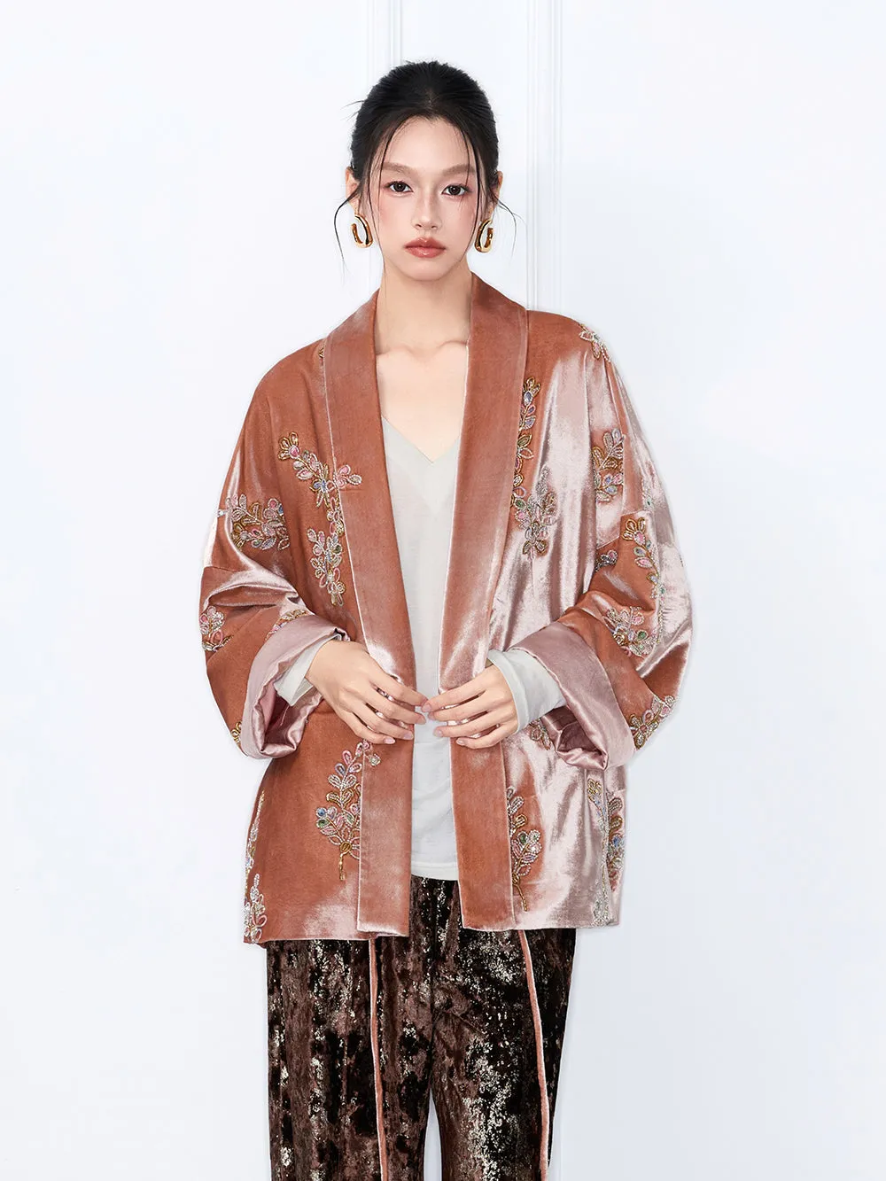 MUKZIN“Capsule Collection”Light Luxury Beaded Velvet Loose Fit Coat sold by Muzkin