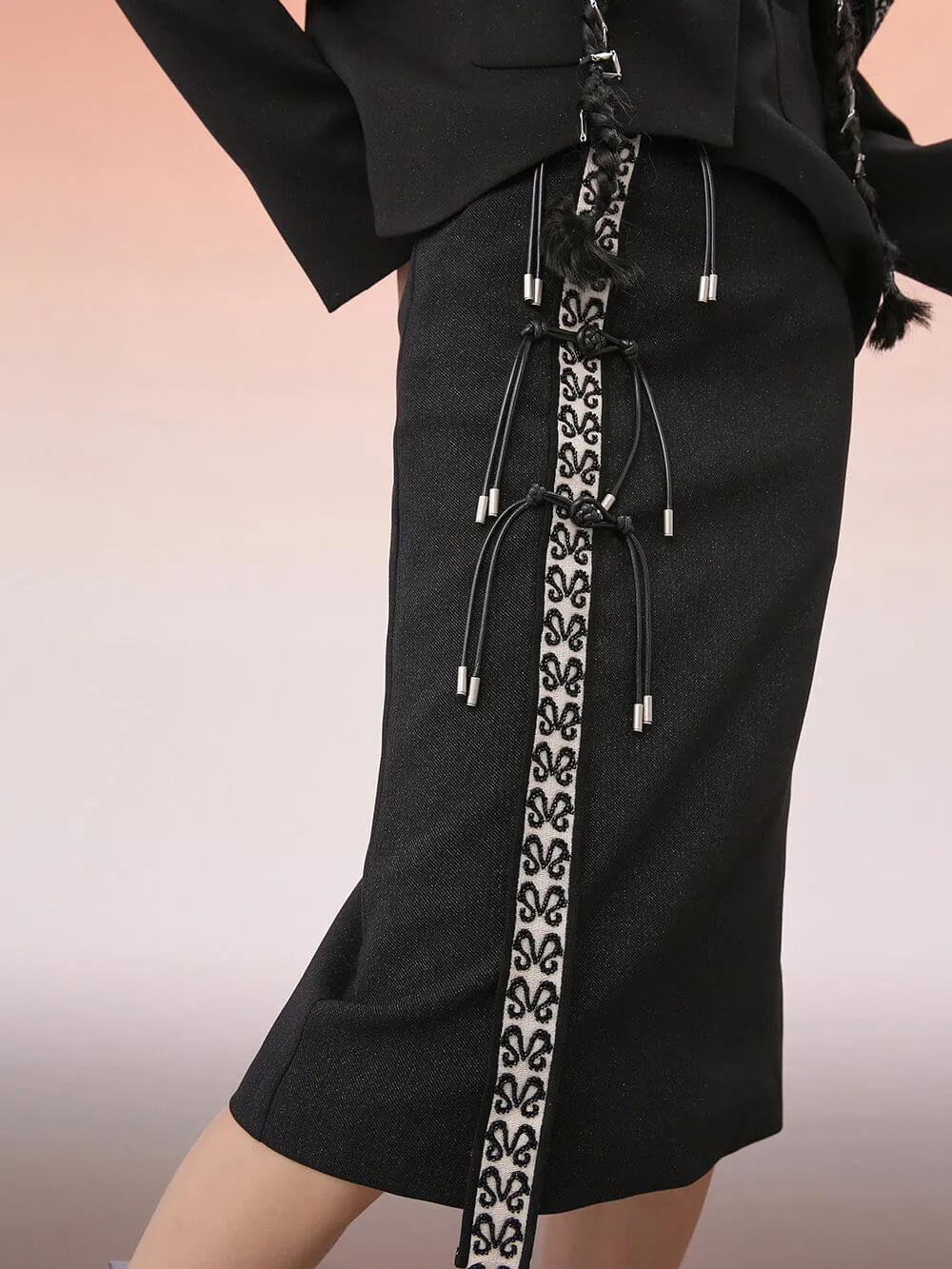 MUKZIN Black Vintage Minimalist Mid Skirt sold by Muzkin product image thumbnail 5