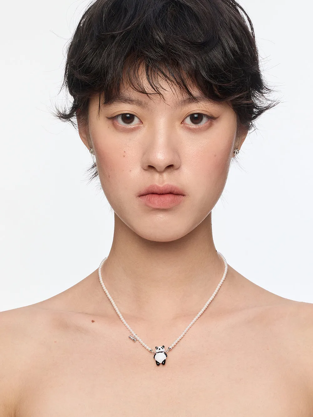 MUKTANK×SUN HUNTER Full Faux Pearl Necklace with Suspender Panda sold by Muzkin