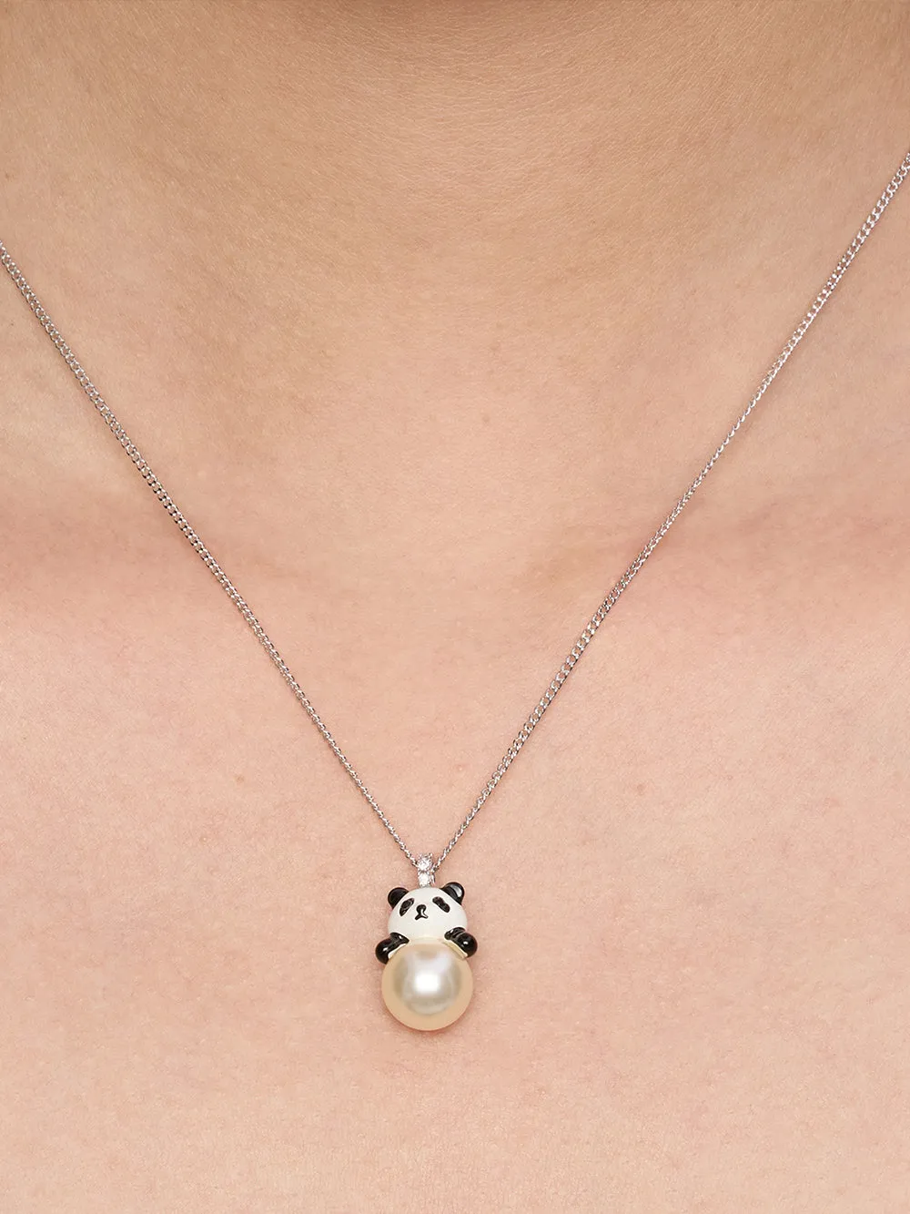MUKTANK×SUN HUNTER Faux Pearl Panda Simple Necklace sold by Muzkin product image thumbnail 2