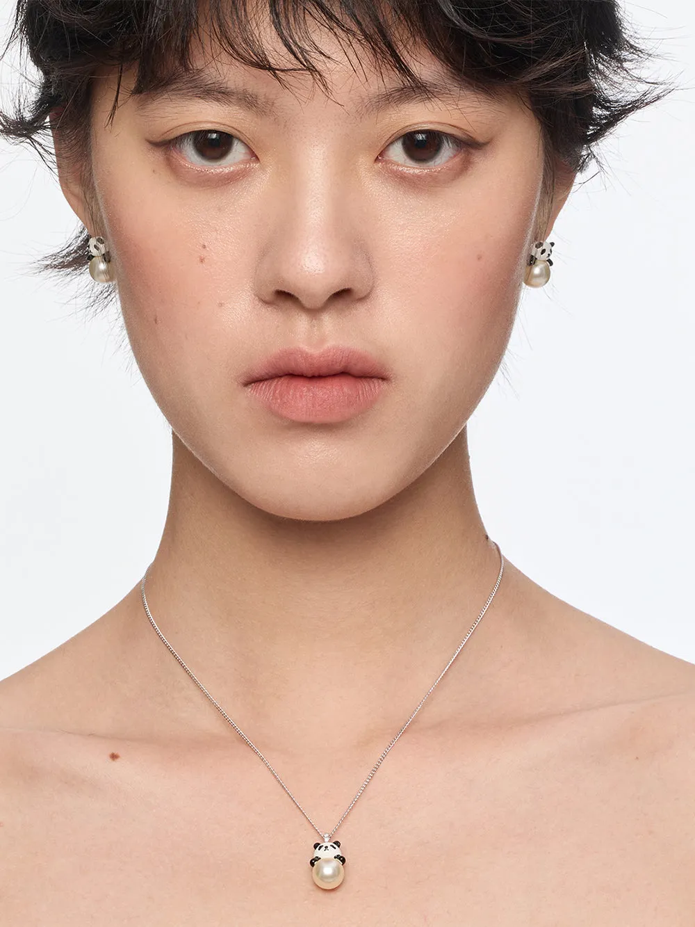MUKTANK×SUN HUNTER Faux Pearl Panda Simple Necklace sold by Muzkin product image thumbnail 4