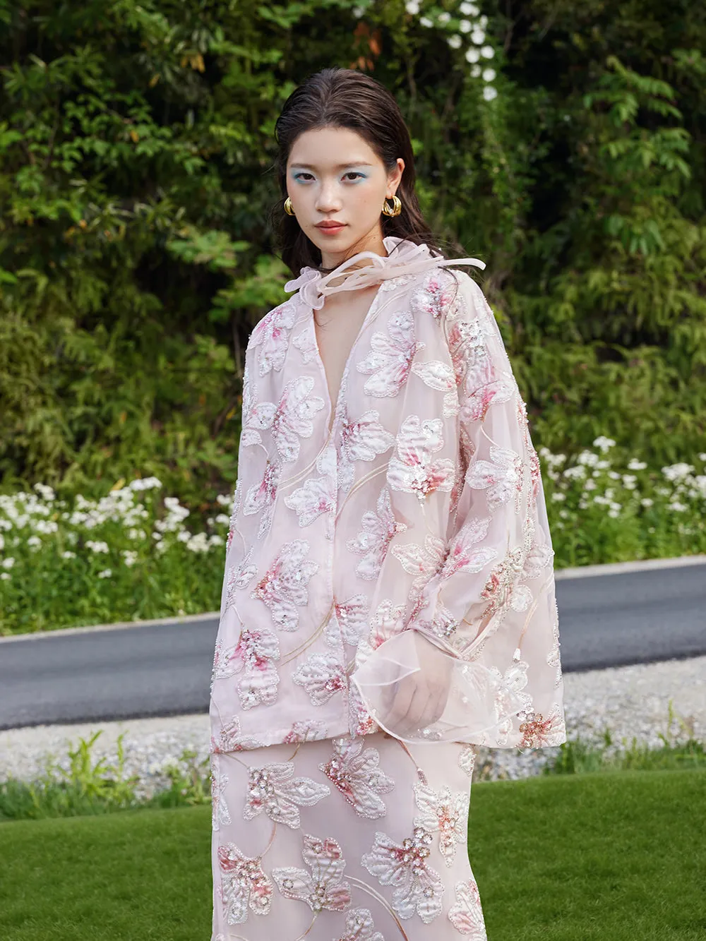 MUKZIN×Flourishing Blooms New Chinese-style embroidered net-silk leaf-sleeve loose coat sold by Muzkin product image thumbnail 2