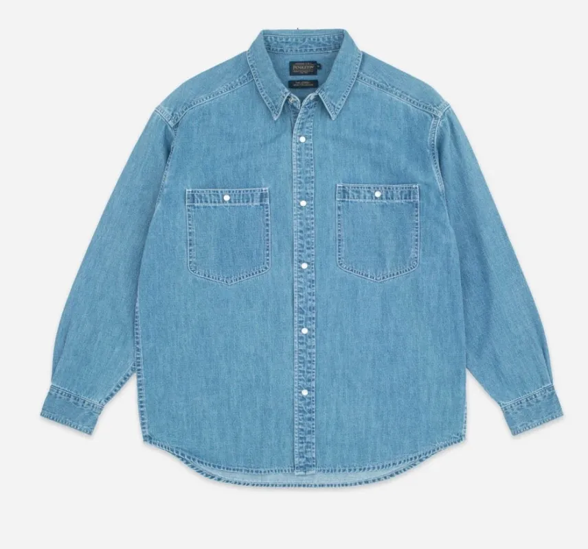 Pendleton denim western work shirt made by Fulmine Mercantile Co