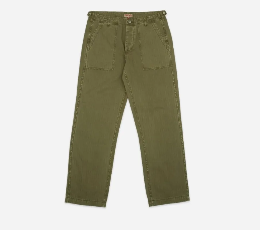 Dubbleware Herringbone Fatigue pants - green made by Fulmine Mercantile Co