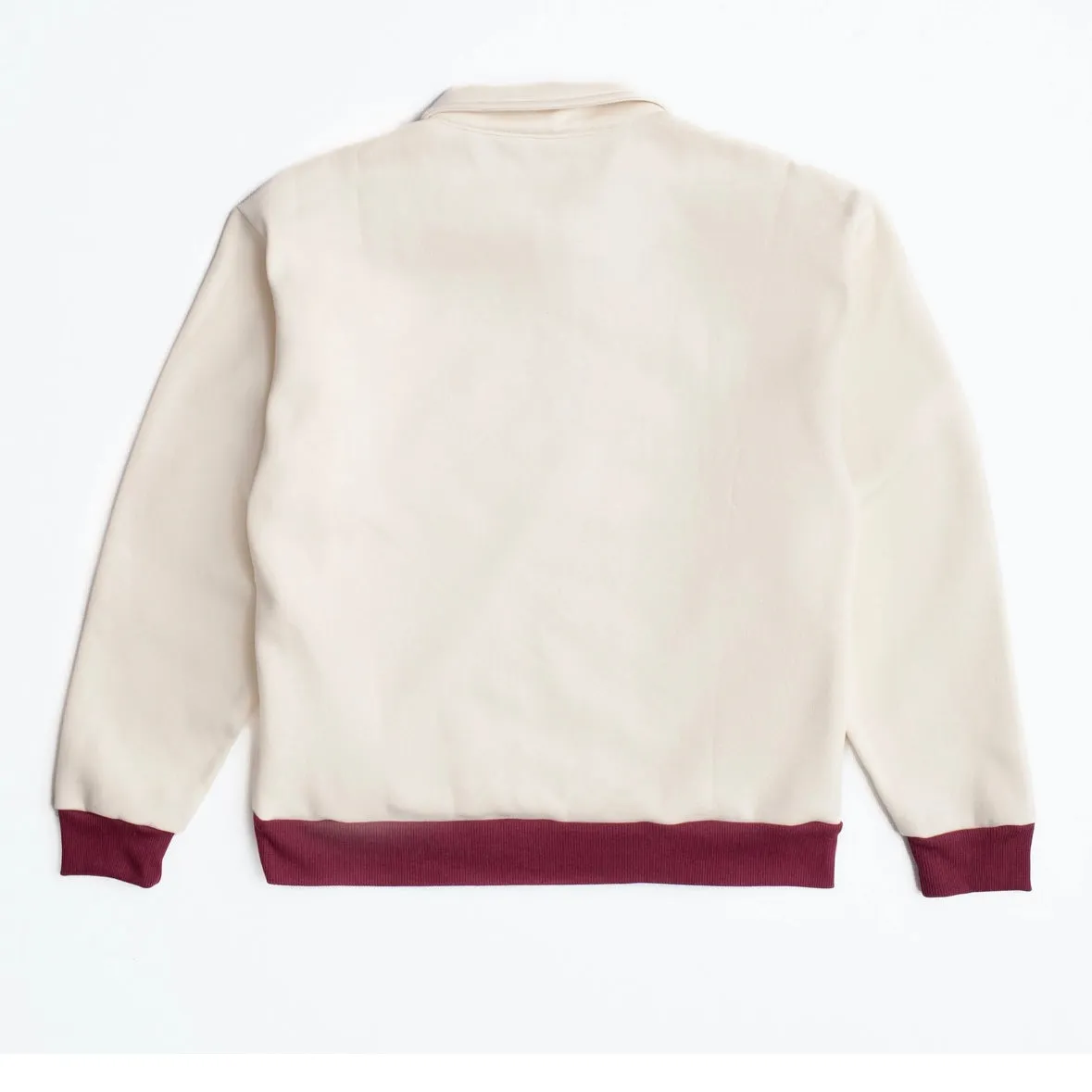 Dubbleware contrast quarter zip sweater - ecru burgundy sold by Fulmine Mercantile Co product image thumbnail 2