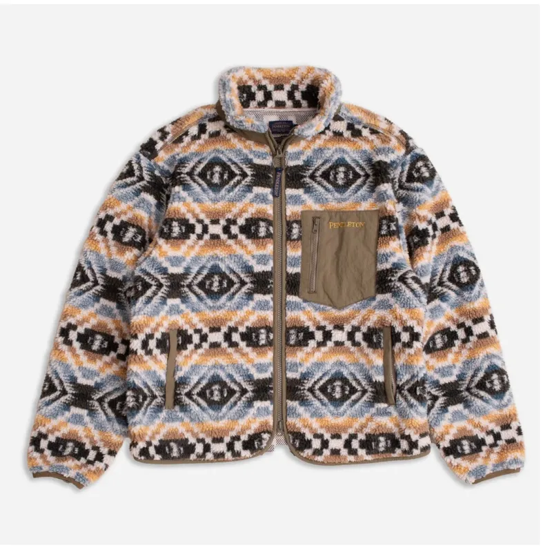Pendleton Full Zip Fleece jacket- Abiquiu Sky made by Fulmine Mercantile Co