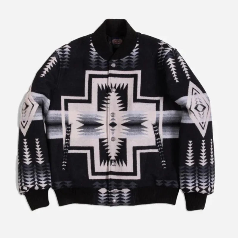 Pendleton Quilted Gorge Varsity Jacket - Harding Black made by Fulmine Mercantile Co