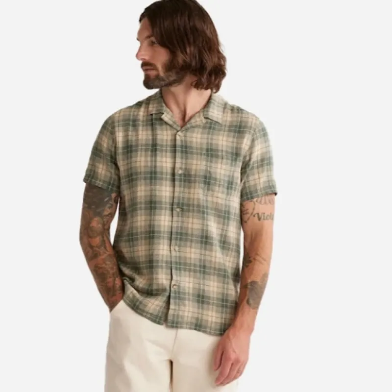 Pendleton Linen Camp Shirt - Green / Khaki Plaid made by Fulmine Mercantile Co