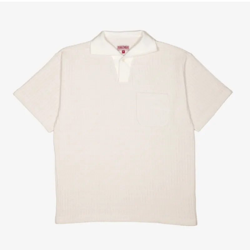 Dubbleware Rowley Vintage Jaquard Polo Shirt Ecru made by Fulmine Mercantile Co