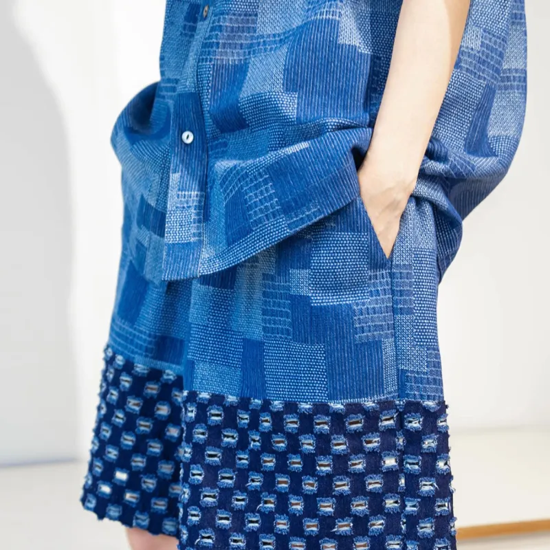Darenimo Denim Jacquard Shorts made by Fulmine Mercantile Co