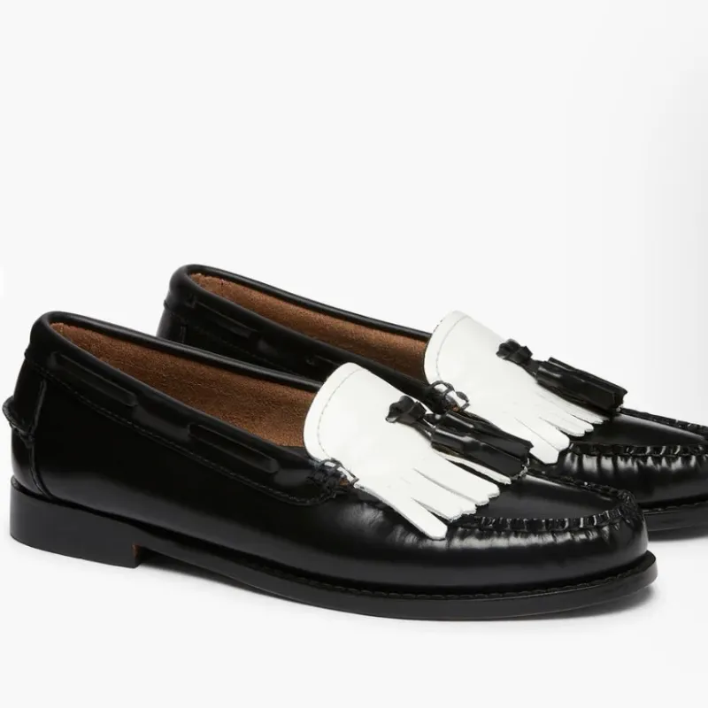 G H Bass Weejuns Esther Kiltie Black & White Women’s made by Fulmine Mercantile Co