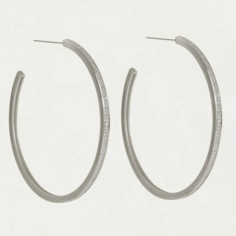 Petit Pavé Large Thin Hoops sold by Dean Davidson
