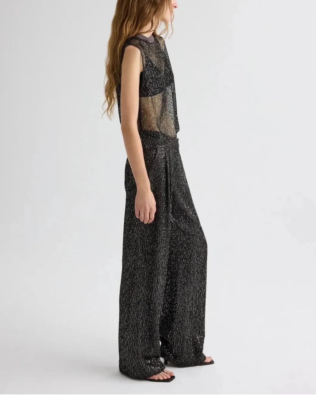 Short Muscle Tank in Mini Sequin Netting sold by SHOWROOM product image thumbnail 3