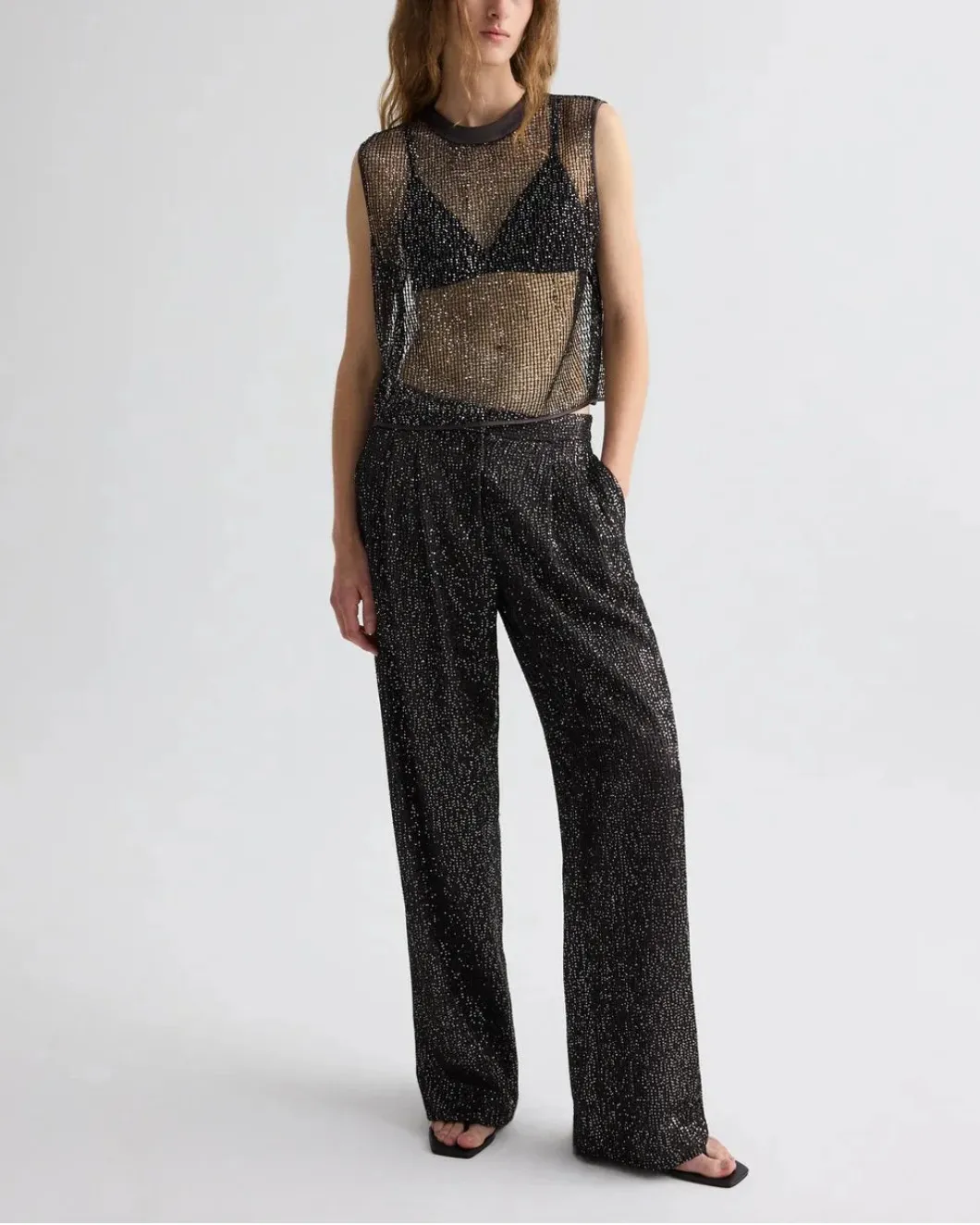 Short Muscle Tank in Mini Sequin Netting sold by SHOWROOM product image thumbnail 2