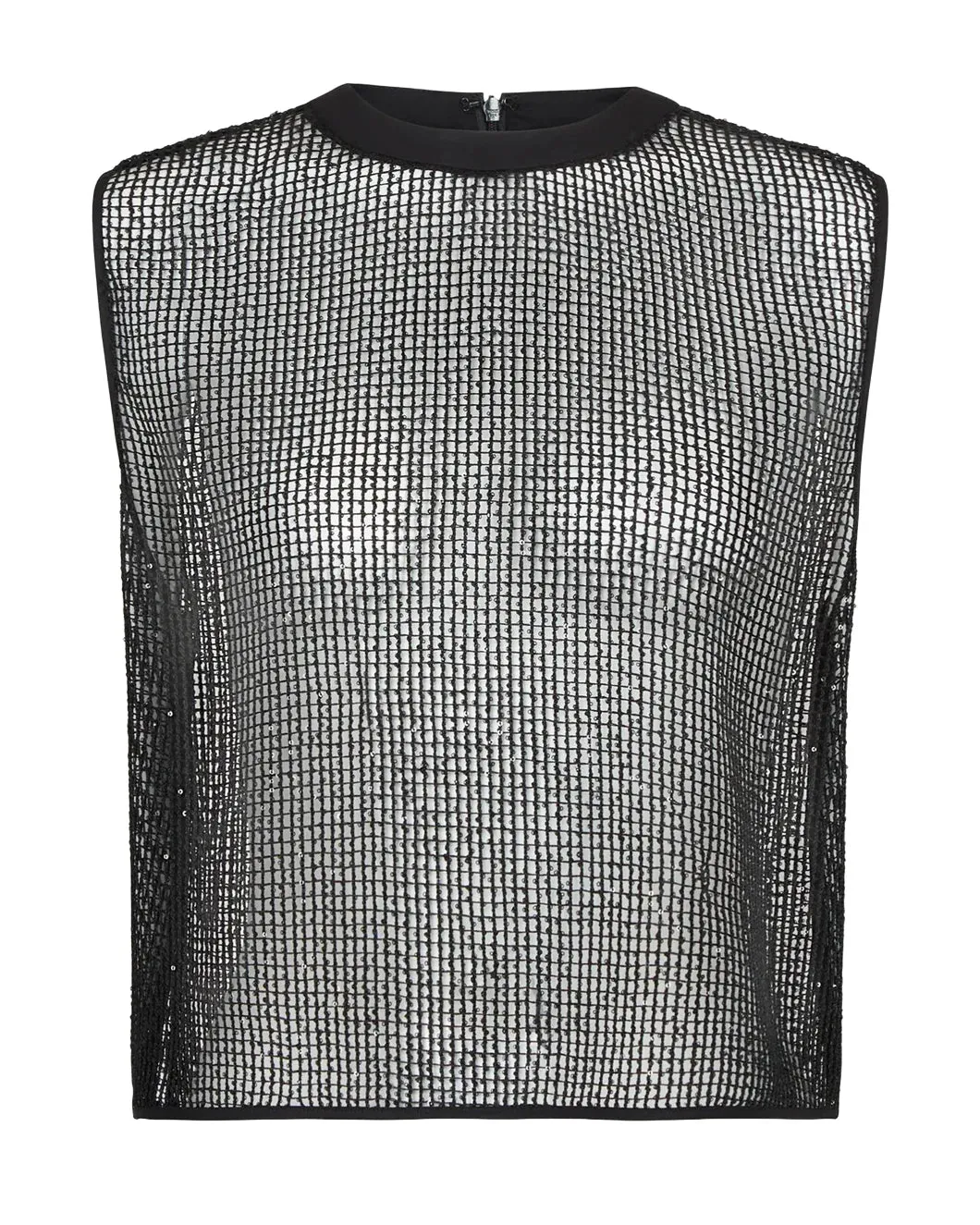 Short Muscle Tank in Mini Sequin Netting sold by SHOWROOM