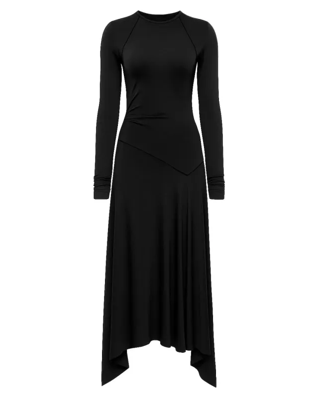 Long Sleeve Midi Dress Black sold by SHOWROOM