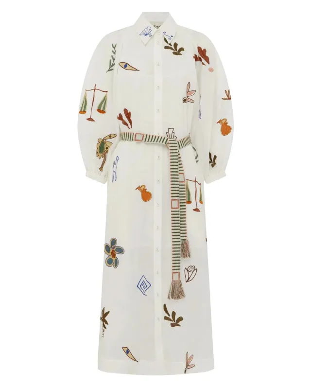 Mina Embroidered Shirtdress sold by SHOWROOM