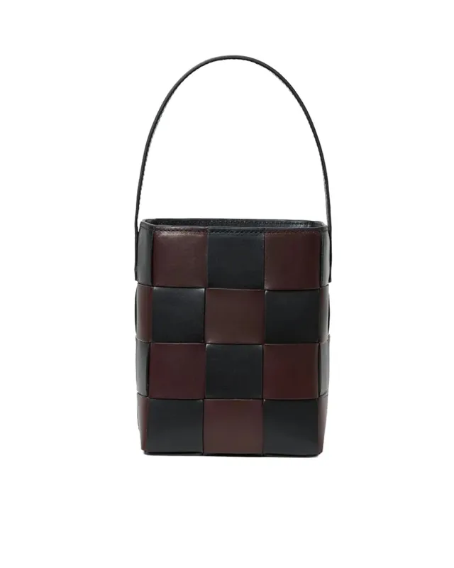 Laith Black/Brown Woven Bucket Bag sold by SHOWROOM