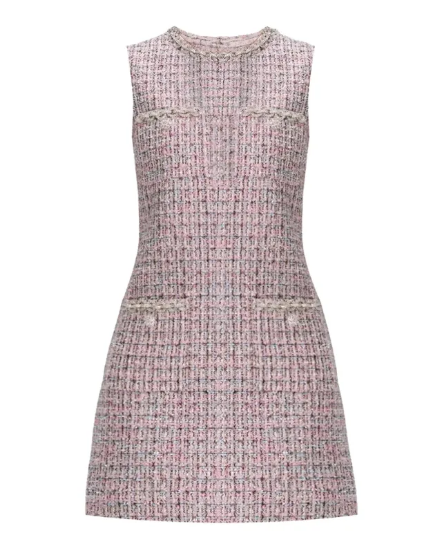 Pink Boucle Sleeveless Mini Dress sold by SHOWROOM