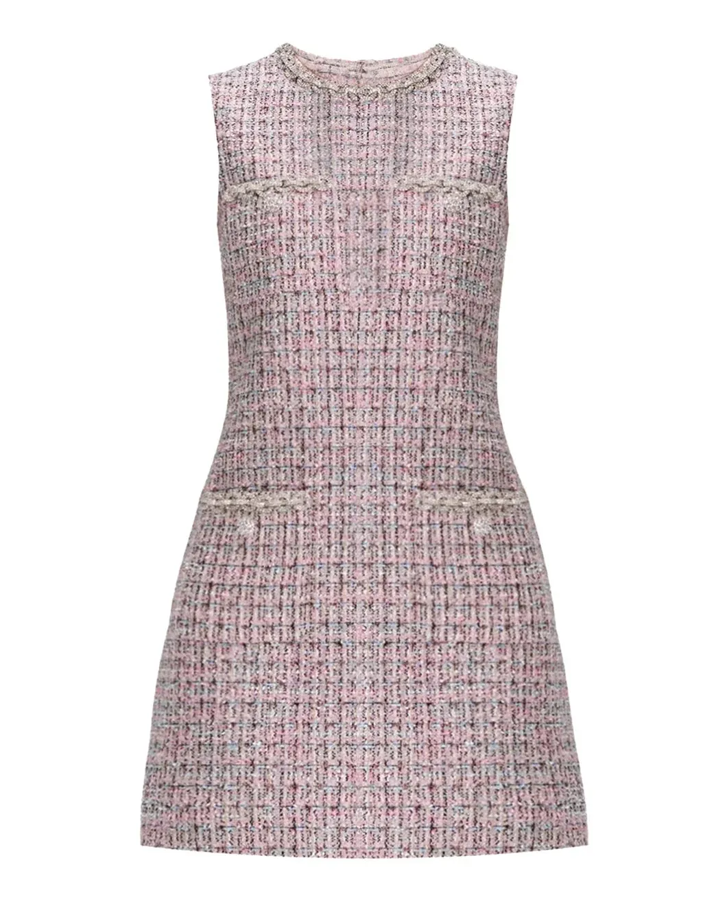 Pink Boucle Sleeveless Mini Dress sold by SHOWROOM