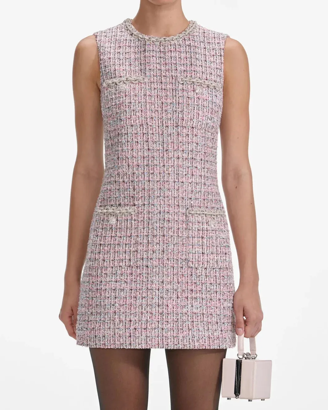Pink Boucle Sleeveless Mini Dress sold by SHOWROOM product image thumbnail 5