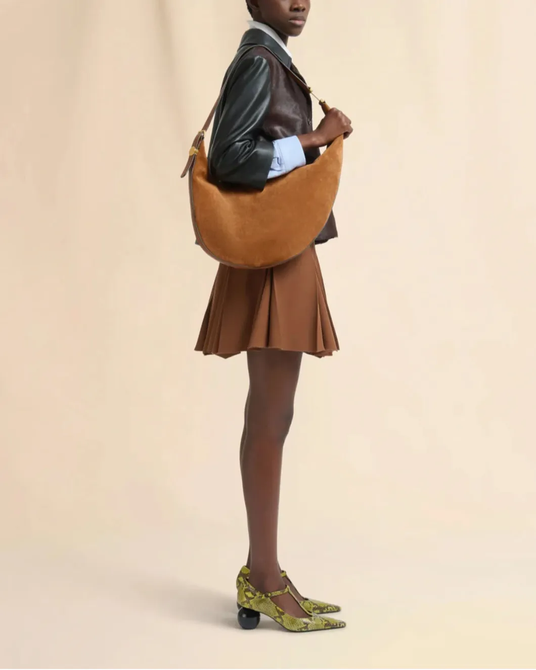 Brown Suede Dot Small Hobo Bag sold by SHOWROOM product image thumbnail 2