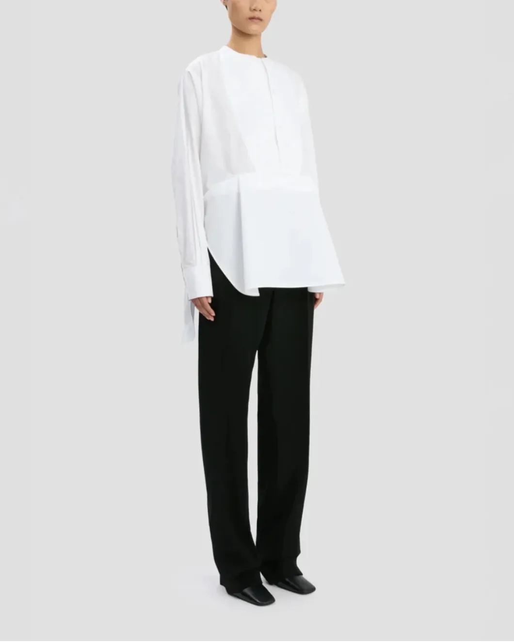 Double Bib Detail Shirt In White sold by SHOWROOM product image thumbnail 3
