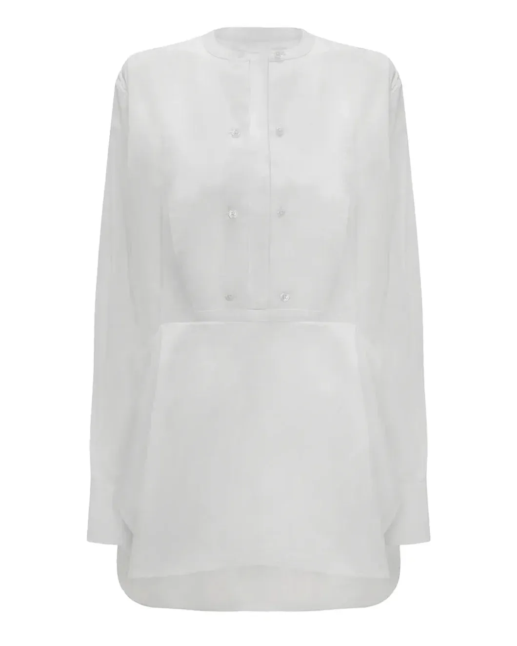 Double Bib Detail Shirt In White sold by SHOWROOM