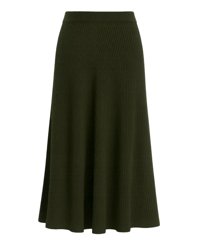 Ribbed Midi Knit Skirt In Oregano sold by SHOWROOM