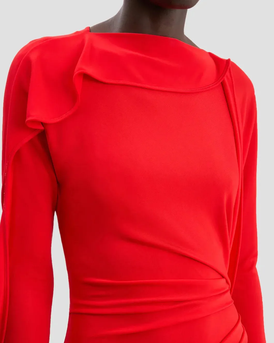 Draped Jersey Gown In Cayenne sold by SHOWROOM product image thumbnail 5