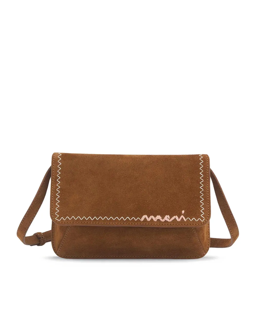Suede Shoulder Bag with Marni Mending sold by SHOWROOM