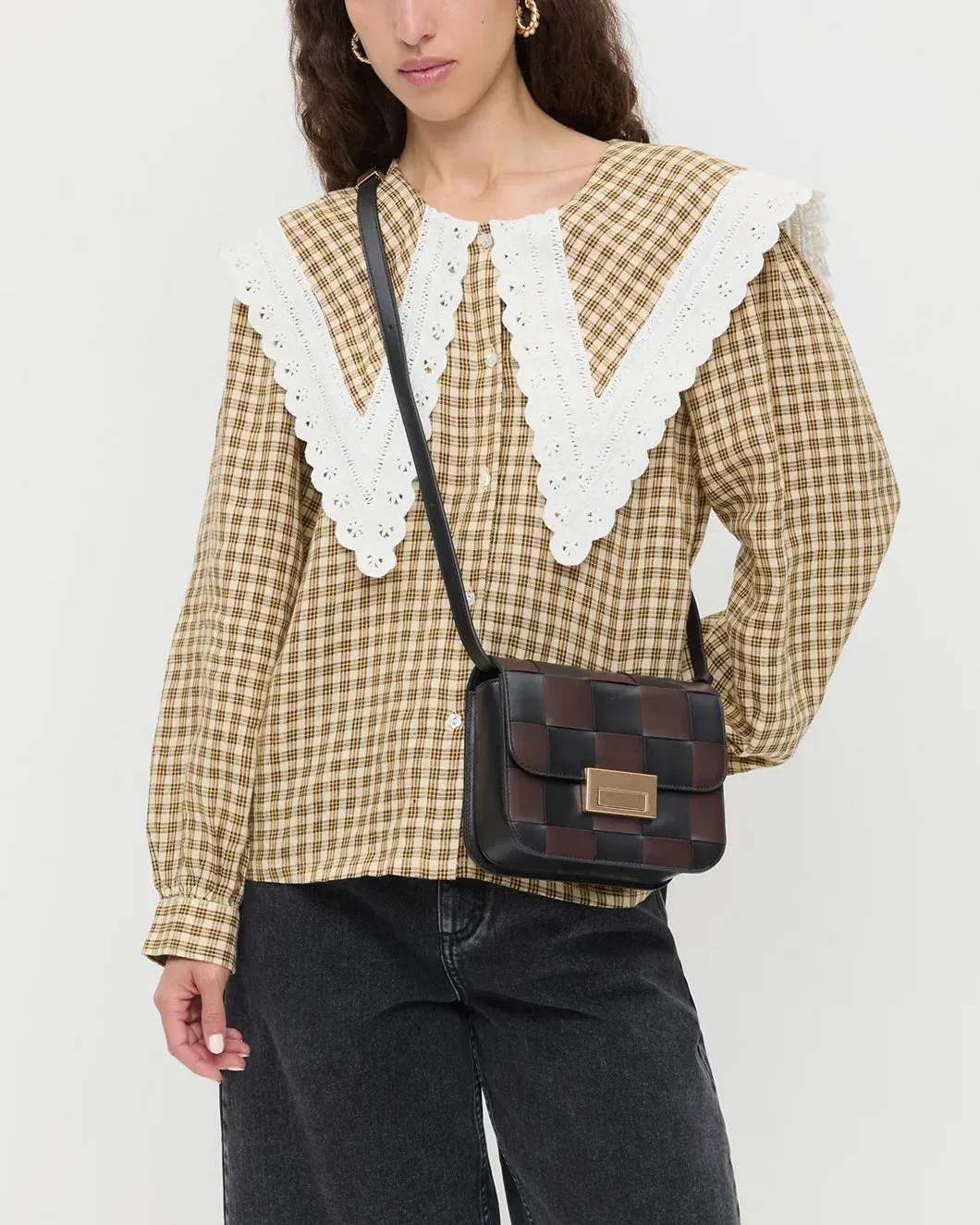 Desi Black/Espresso Woven Leather Crossbody sold by SHOWROOM product image thumbnail 2