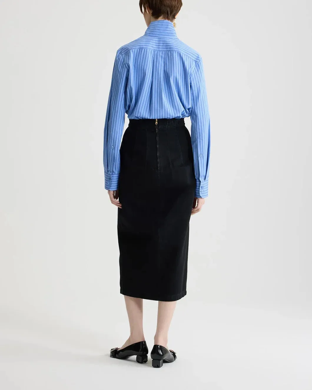 Scarf Collar Blouse in Printed Organic Cotton Poplin sold by SHOWROOM product image thumbnail 3